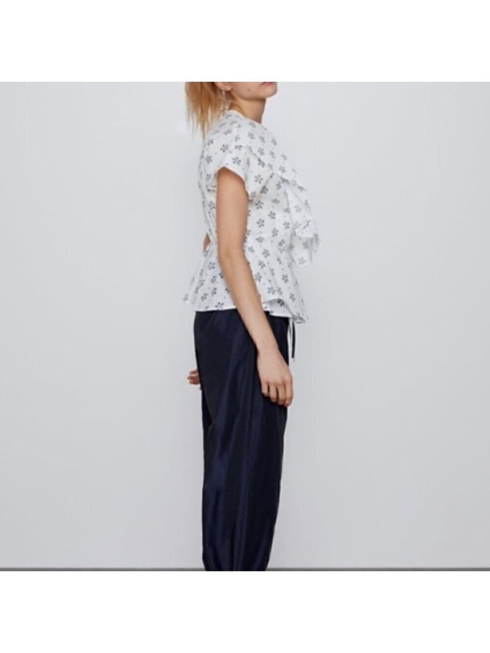 Zara | Eyelet Ruffle Wrap Top - Picture 9 of 10
